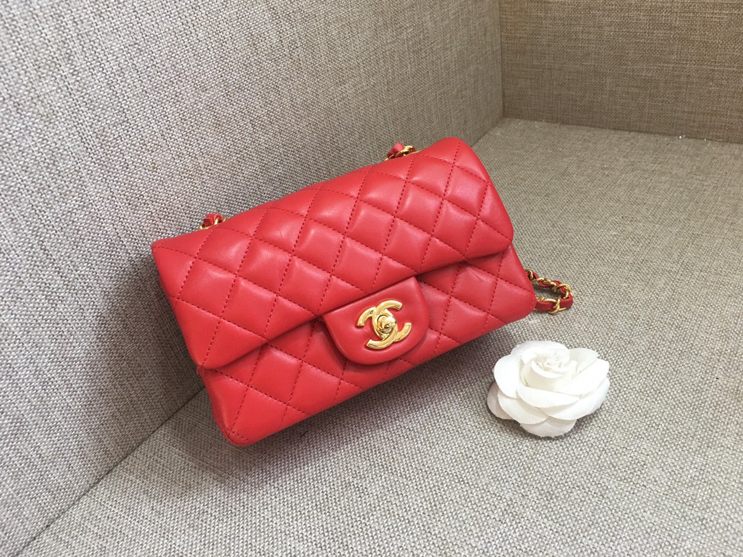 Small Classic Flap Lambskin Bag A01116 Red/Gold